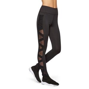 Sam Edelman Criss Cross Mesh Leggings Gray Black Medium